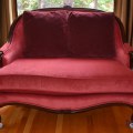 F11. Antique upholstered settee. 41"h x 51"w x 35"d  